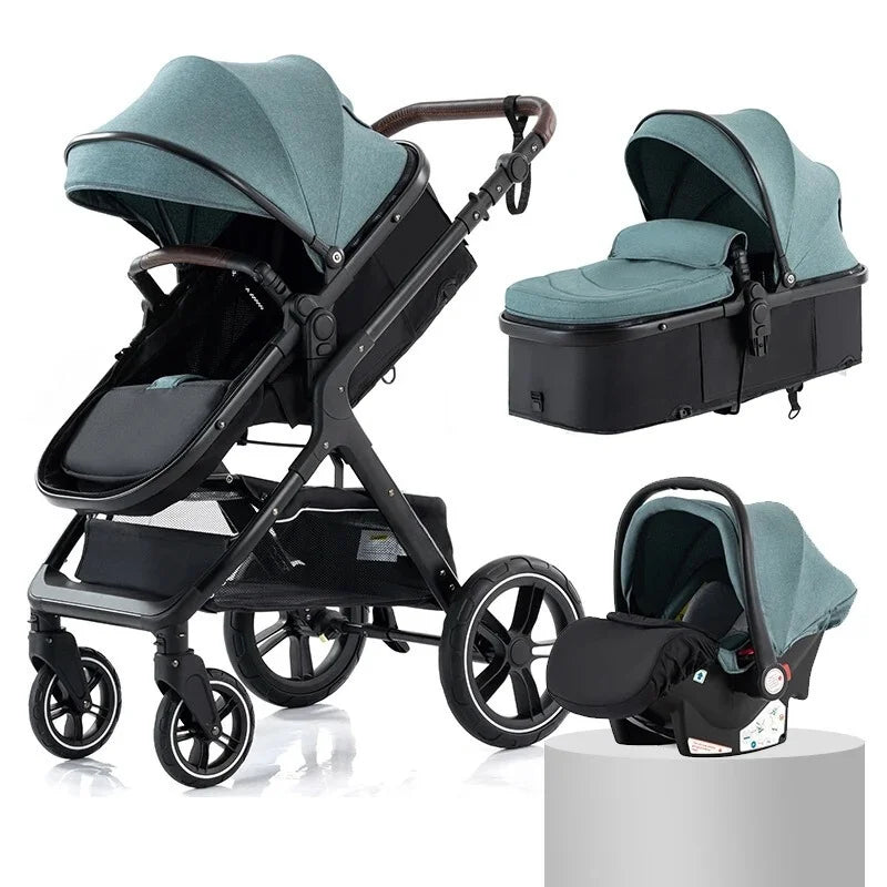 Poussette 3 en 1 top bleu