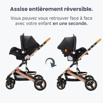 Poussette trio assise reversible sales